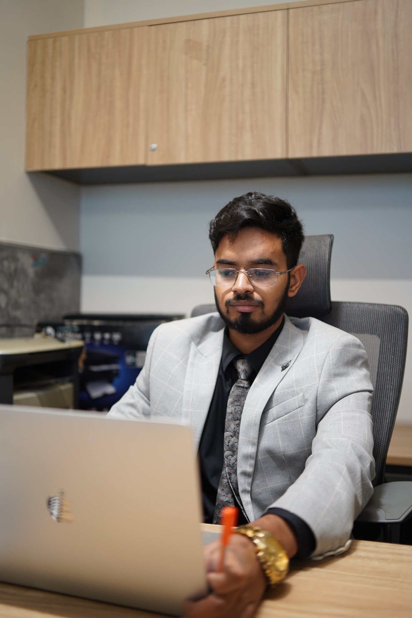 Tanishq Tiwari at laptop